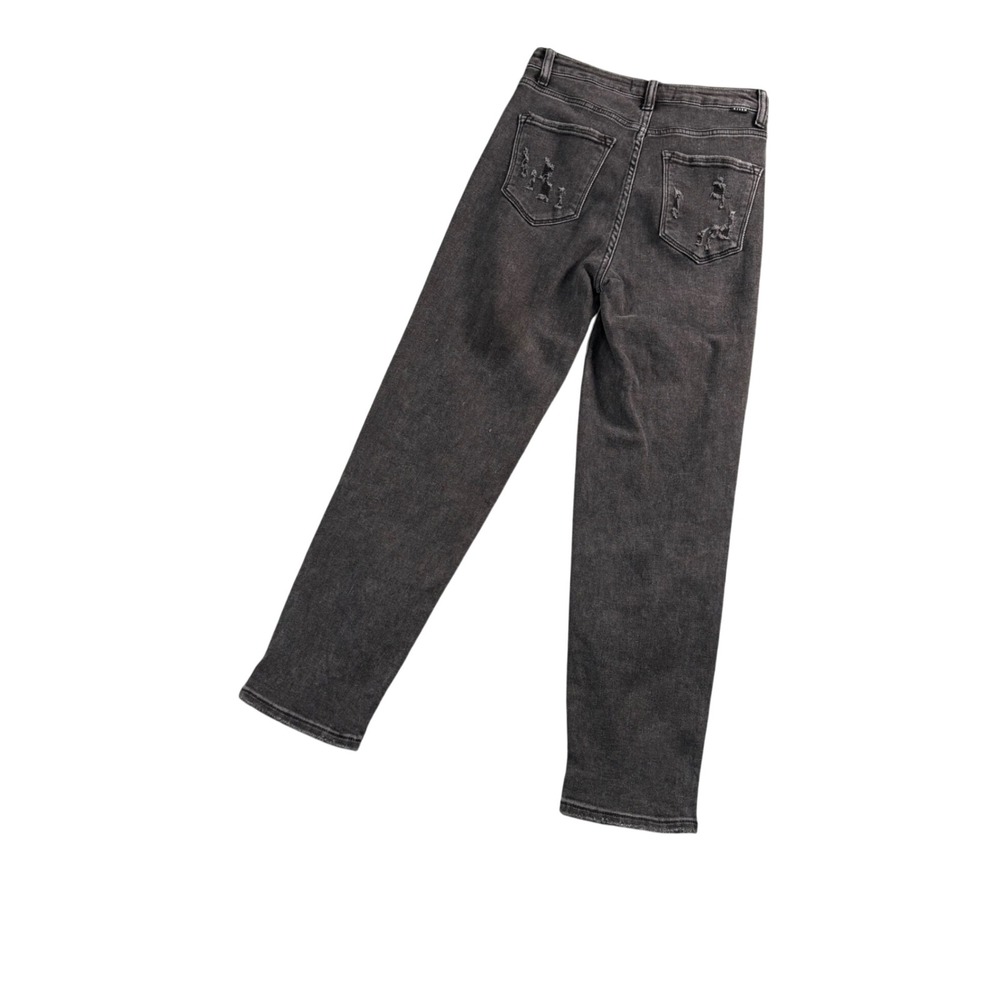 RISEN Womens‎ Charcoal Gray Distressed Straight Leg Jeans Casual Chic 3